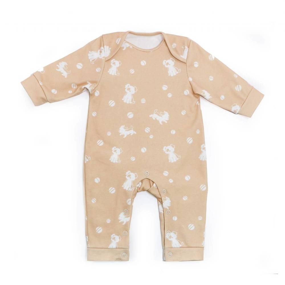 NEW BUNNIES BY THE BAY newborn and baby boys skipit's organic romper in tan/ivor